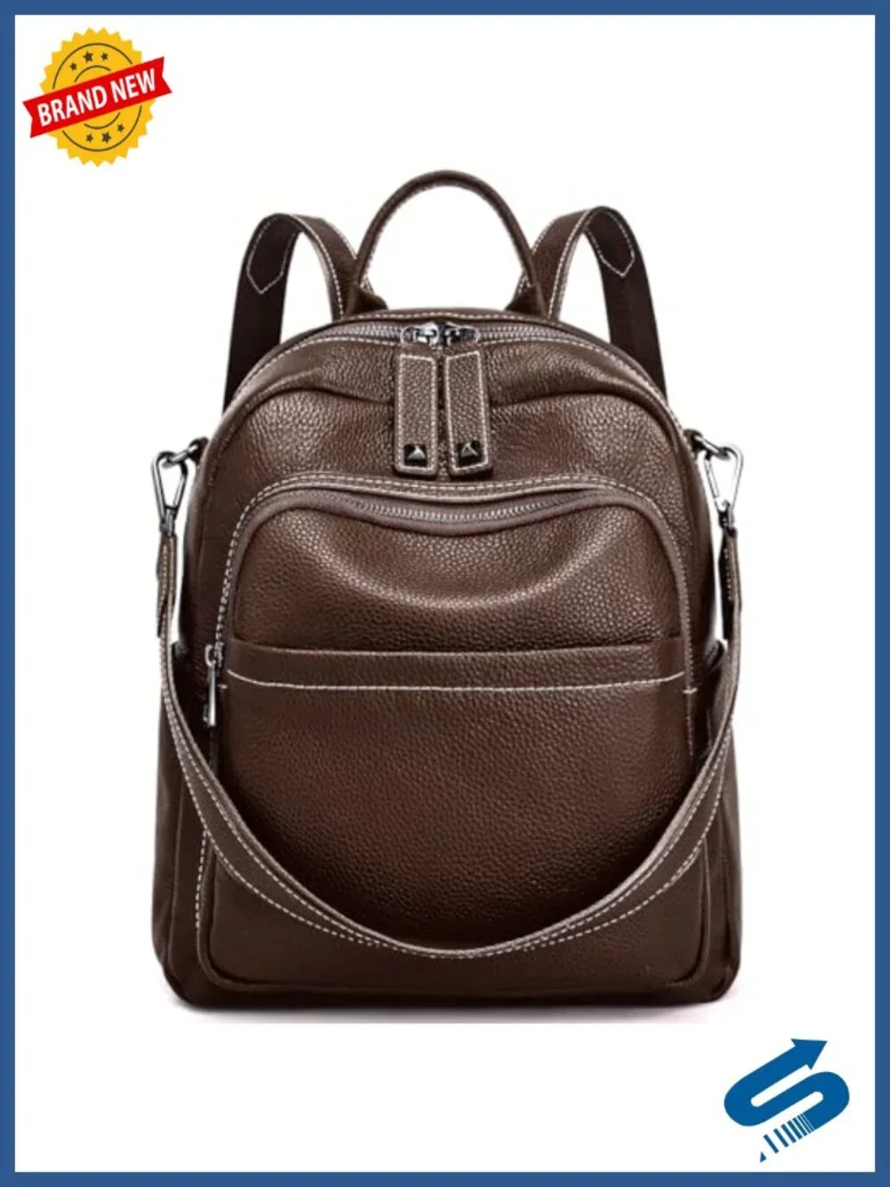 Genuine Leather Convertible Backpack Purse Women Anti Theft Travel Work Bag